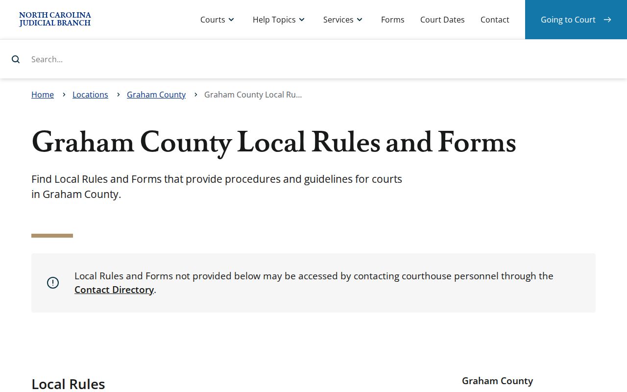 Graham County criminal docket local rules and docketing resources