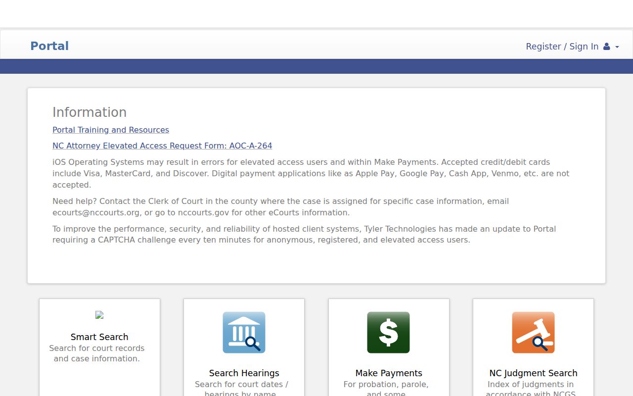 Graham County court docket North Carolina eCourts Portal search screen