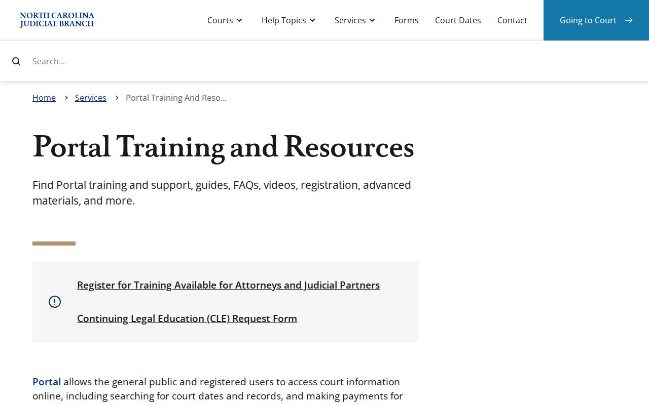 Graham County court docket Portal training and resources page