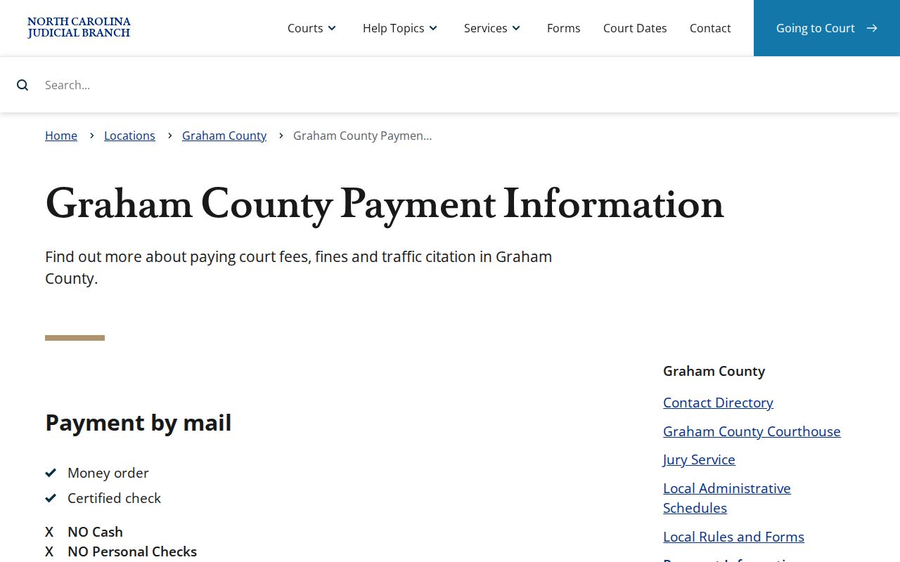 Graham County traffic court records payment instructions for eligible citations