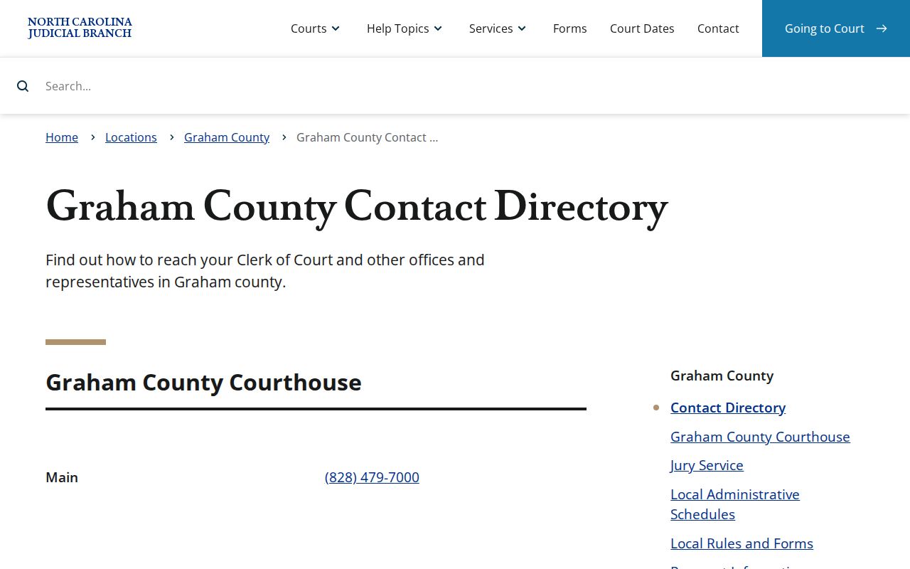 Robbinsville court docket Graham court and Clerk contact directory